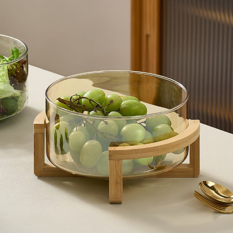 Glass fruit bowl salad bowl with stand - ideal for hotel reception, ktv buffets, home use, welcome snacks, candy storage, and fruit serving