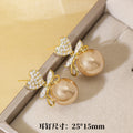 Er-36 gold khaki pearl earrings