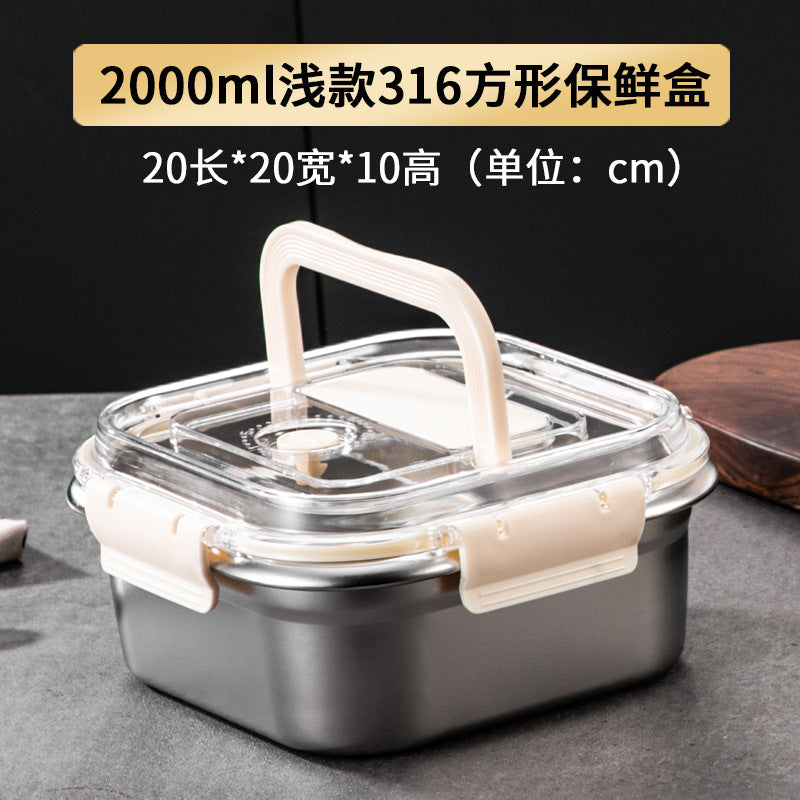 Bento box,  special supply of 316 stainless steel fresh-keeping box, fresh-locked sealed box, refrigerated raw pickling box, fuse box