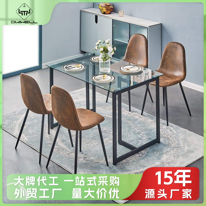 Dining tables modern casual table living room 4 people 6 people rectangular export tempered glass dining table