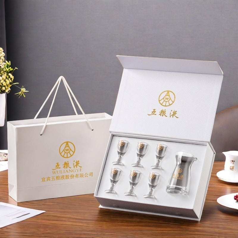 New chinoiserie gift box suit white wine glass wine set suit liquor glass glass wine jug small wine glass wine dispenser