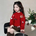 christmas kids' sweater - fleece-lined, extra thick, chinese new year style. versatile knitted base layer for boys and girls