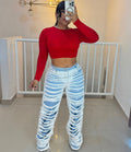 European and american style straight-legjeans  cross-border export women's clothing fashion double-layer washed and worn casualpants