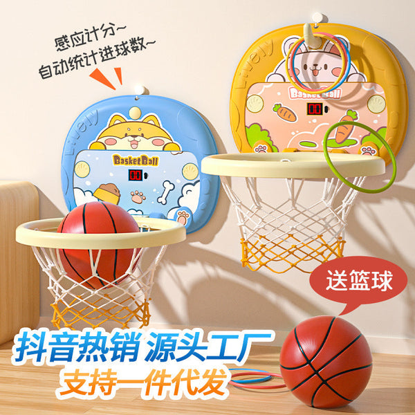 Cross-border children's basketball hoop toy foldable hanging scoring shooting frame boy parent-child interactive toy