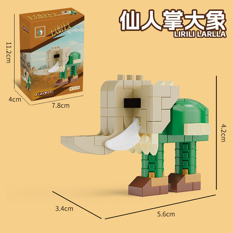 [half price big sale] ai shan hai jing wooden stick man banana monkey shark puzzle assembled building blocks handmade toy ornaments