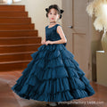 European and american custom girls' formal dress - deep v-back, puffy princess style, children's cake dress, ages 3-6