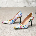Women's shoes wine mix color high heels women's stiletto heels fashion party pointed toe casual high heels casual women's shoes