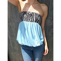 Amazon women's clothing  summer new fashion american hot girl off-the-shoulder bandeau zebra print color block tank top