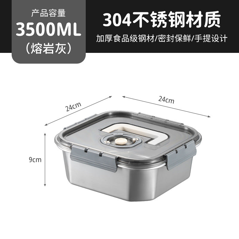 Cross-border  popular square stainless steel crisper 304 stainless steel sealed box refrigerator storage box wholesale