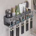 White toothbrush rack, punch-free bathroom toothbrush and mouthwash cup hanging rack, wall-mounted electric toothbrush rack cup