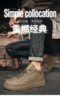 2025 spring new high-top martin boots for men - trendy, versatile, chunky sole casual leather shoes, workwear platform sneakers, streetwear shoes for men