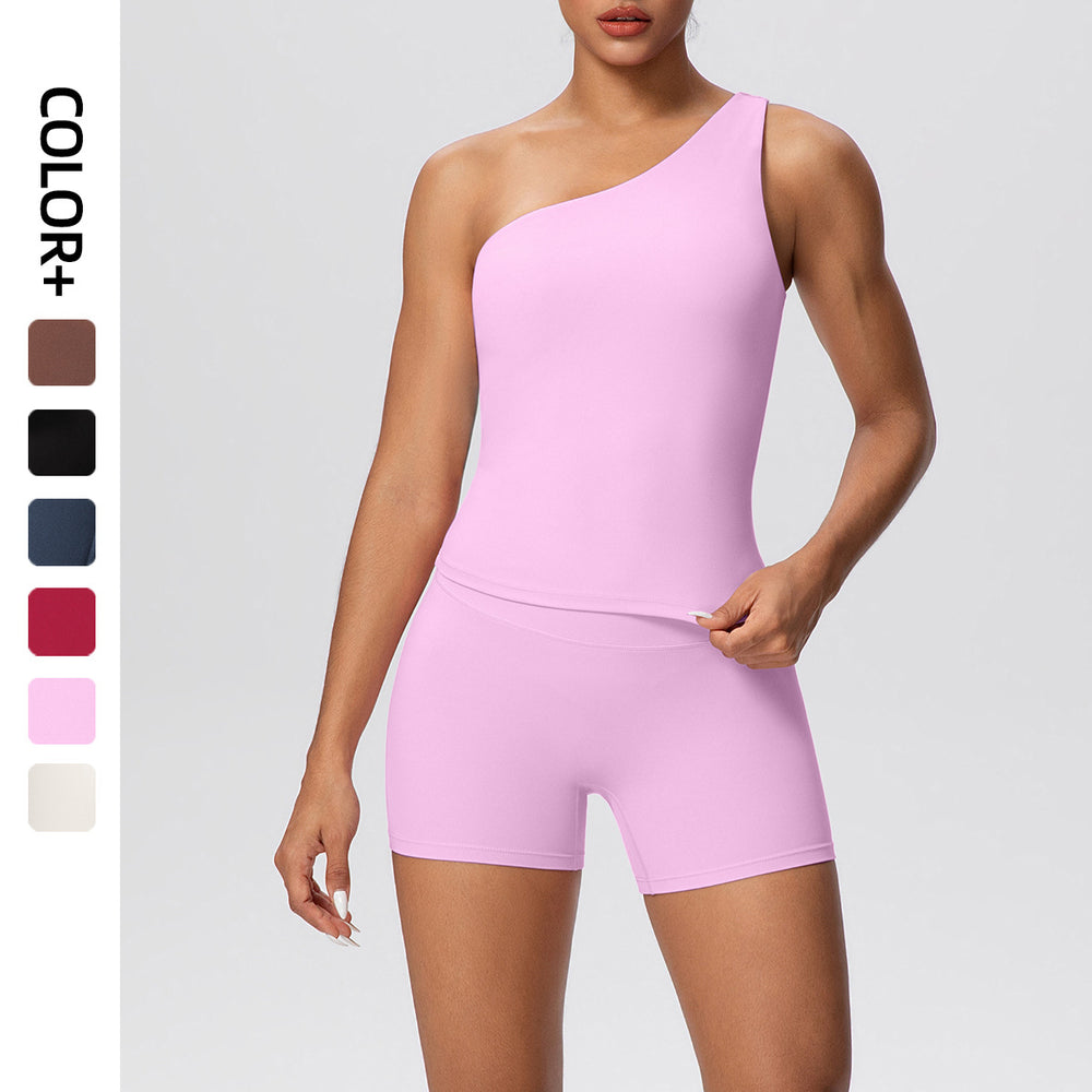 Sexy one-shoulder open-back activewear set: high-waisted, butt-lifting, compression yoga outfit - quick-dry running & fitness apparel