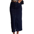 Retro dark blue high waist denim skirt women's medium longstraight-legelegant long skirt work clothingeasiest for matchslimming look skirt