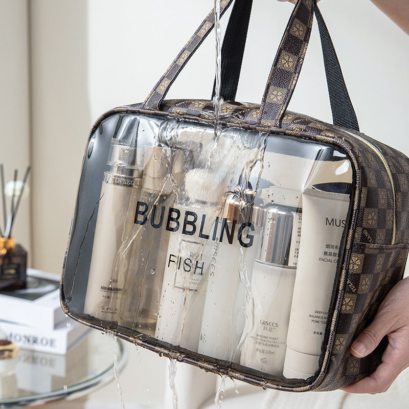 Yulang plaid cosmetic bag large capacity portable toilet bag waterproof swimming bag travel storage bag light luxury beach bag