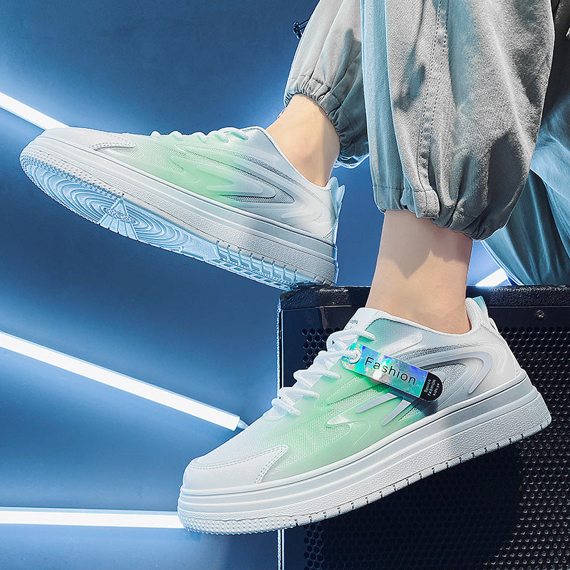 Men's spring 2026 new lightweight athletic shoes - breathable mesh sneakers, summer casual skate shoes, gradient white trendy shoes