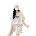 Girls' casual activewear set -  summer new fashion, stylish student outfit, girls' round neck short sleeve two-piece set