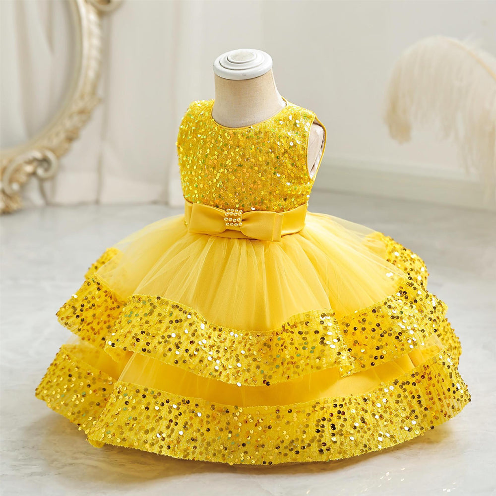 Exportgirlnew arrivalkids dresssequinprincess dressfemale baby first birthday dresskids dress