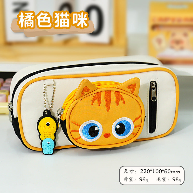 Primary school students Kapibara stationery box mother and child shape pendant pencil case large capacity multi-layer high value pencil case