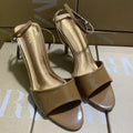 Za's 2025 new women's shoes: low-heeled, elegant, socialite-style pumps with closed toe, low-cut, back-strap detail, brown, open-toe design