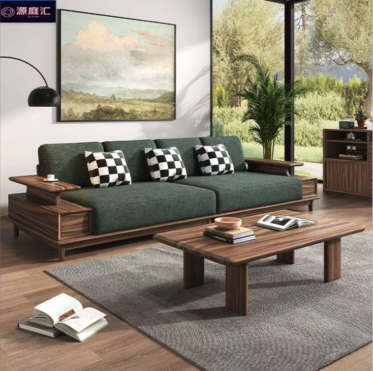 All solid wood sofa living room italianaccessible luxurynorth american black walnut log small apartment song style aesthetic sofa