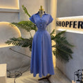 European and american cross-border women's fashion:  summer new arrival - elegant casual striped shirtdress with turn-down collar and cinched waist