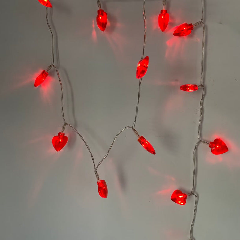 Cross-border LED Christmas decoration fairy light heart-shaped red soft love birthday battery box LED light string