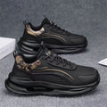 Breathable men's leather running shoes - spring collection, shock-absorbing, soft sole, lightweight, trendy dad shoes for teens and students