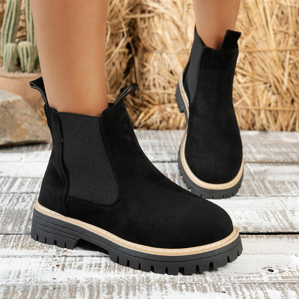 plus size short boots for women fall and winter new arrival square heel suede boots casual round toe sleeve export women's boots wholesale
