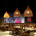 Retro rattan lamp restaurant wedding store hotel b&b lampshade southeast asian country bamboo woven decoration straw hat chandelier