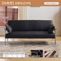 Nordic japanese style solid wood leather sofa - compact, creative, minimalist design for living room or bedroom - available in 3-seater and 2-seater options - natural wood aesthetic