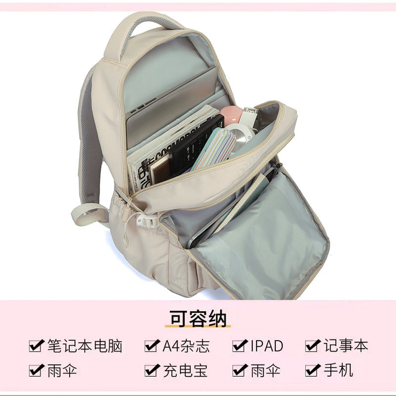 New fashion canvas bag, male and female junior high school school bag, high school student college student backpack, large capacity cute backpack.