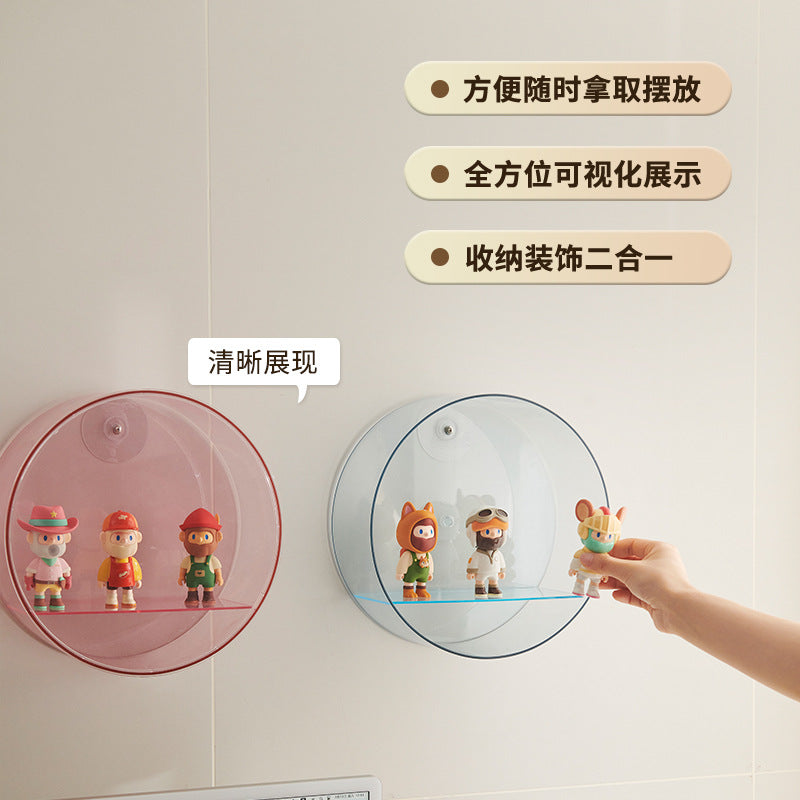 Round wall-mounted doll display box ins wind living room entrance tide play figure blind box storage box transparent display stand