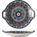 Creative bohemian style bowl and plate set - underglaze color home ceramic tableware - exotic double-handled plate