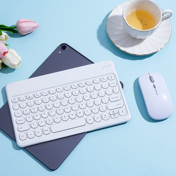 Wireless Bluetooth keyboard and mouse set, wireless charging, suitable for iPad, magnetic suction, round keycap keyboard, phablet phone pass