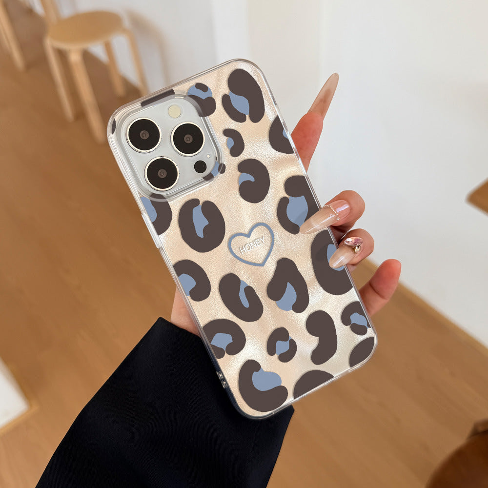 Suitable for apple 17promax mobile phone case, streamer blue line heart-shaped tin foil case, iphone16/13 frosted hard case