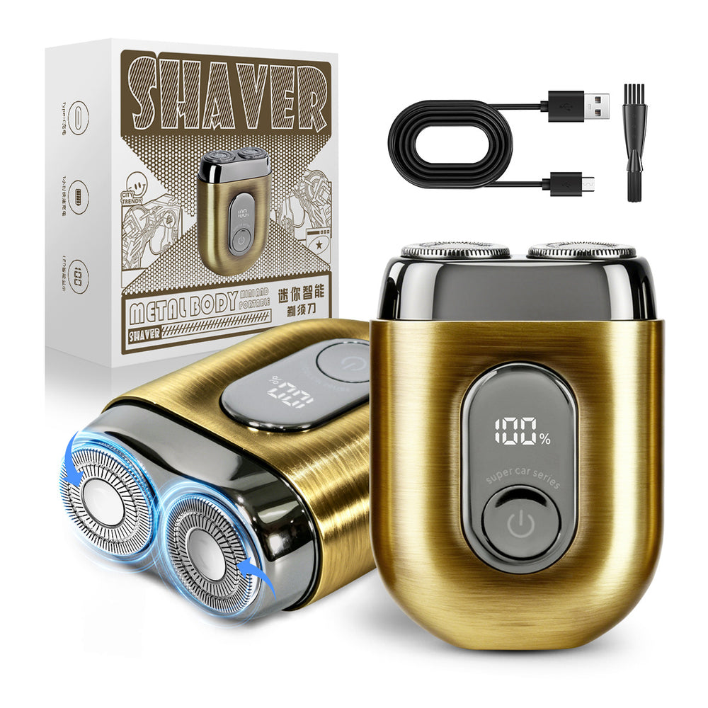 Mini alloy electric shaver - magnetic dual-ring floating head, portable & waterproof for home & travel - wholesale
