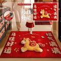 Horse year red entrance door mat 2026 new arrival festive non-slip dust removal abrasion resistant foot mat entrance door carpet