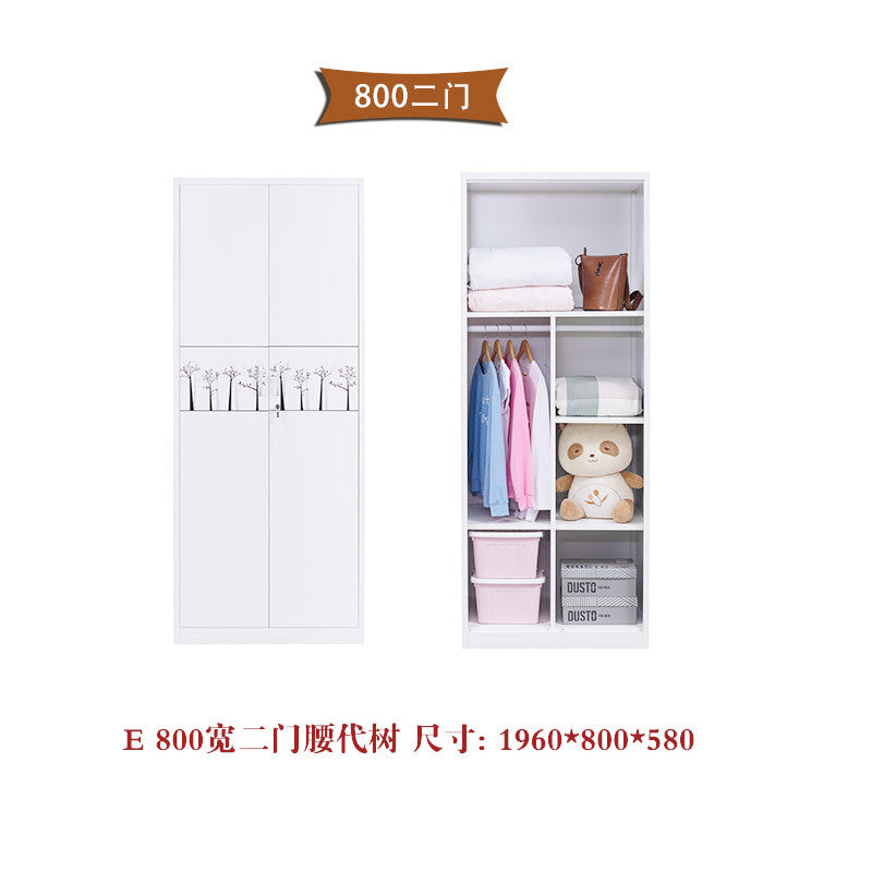 Household metal wardrobe  popular bedroom iron wardrobe simple balcony storage cabinet formaldehyde-free children's wardrobe