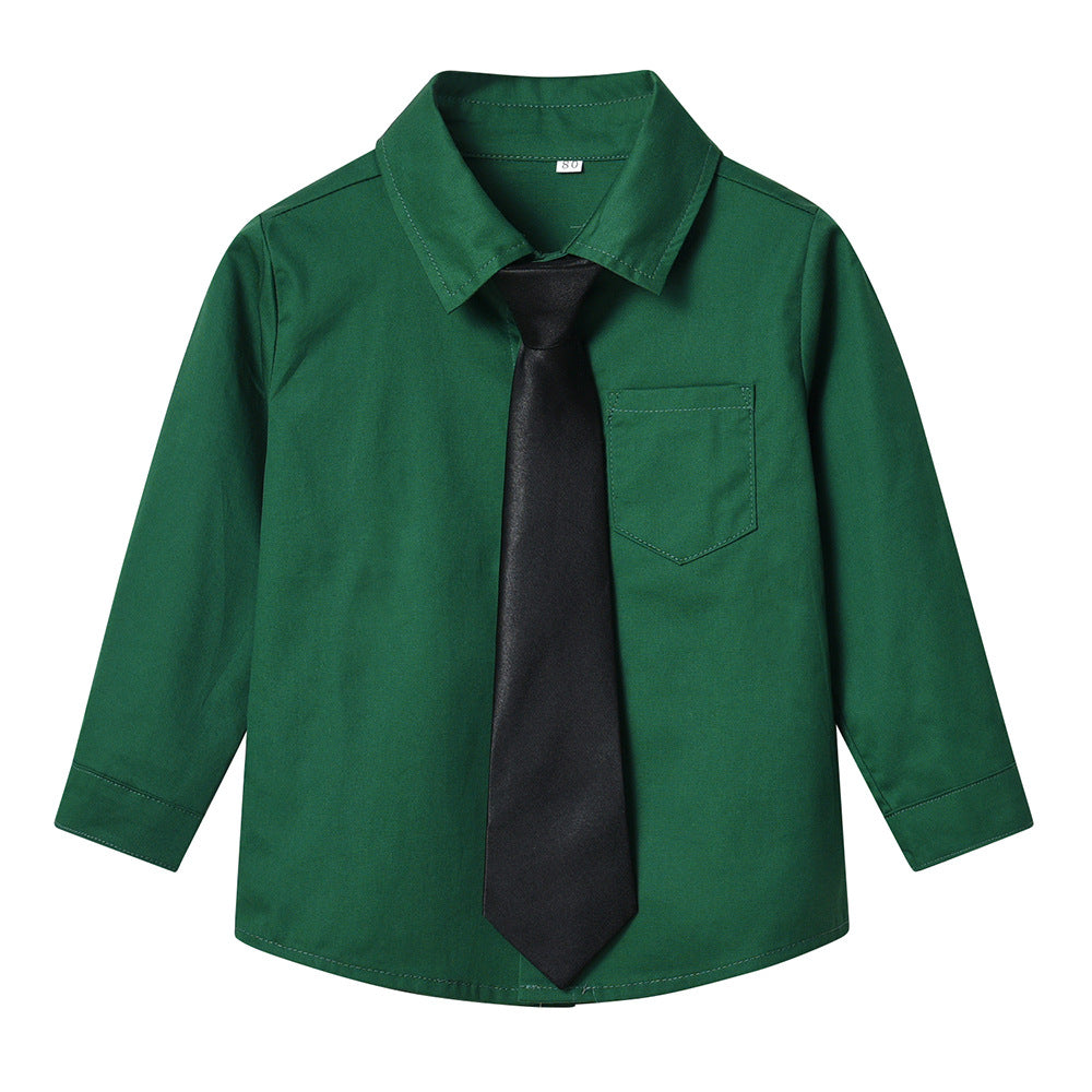 Boys' white long-sleeve shirt - perfect for school uniforms, performances, and everyday wear. korean style available. customization options available