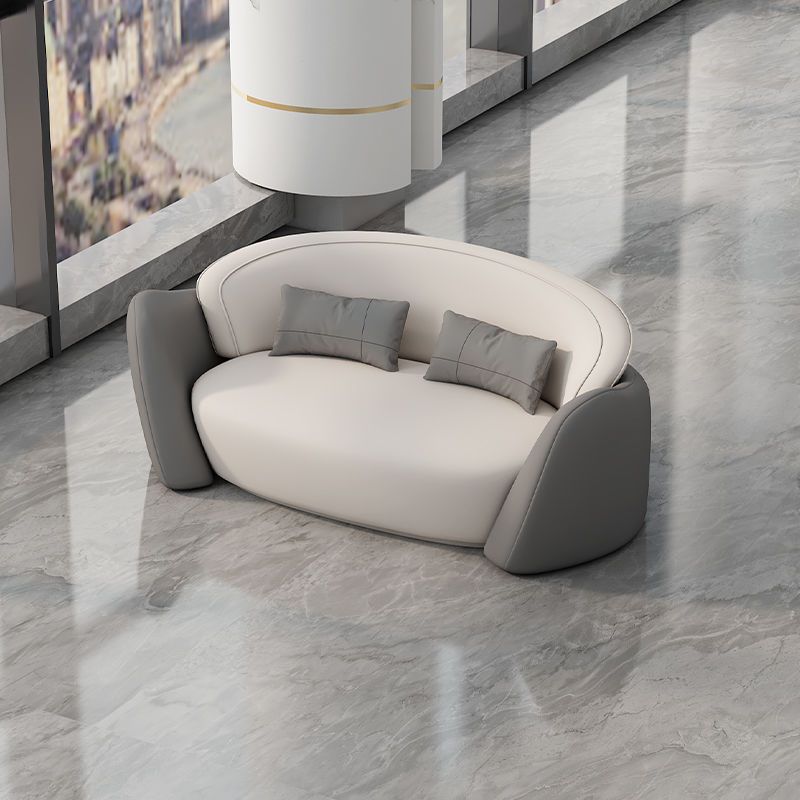 New arrival business negotiation sofa leather art lobby creative casual reception table and chairs orange and white surrounded combination furniture