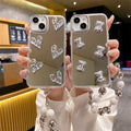 Silver apple 16 pro compatible pleated phone case, iphone 11/12 anti-drop, apple 17 pro stand