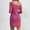 spring and summer new european and american long sleevesloosepure color t-shirt casualdress women's clothing