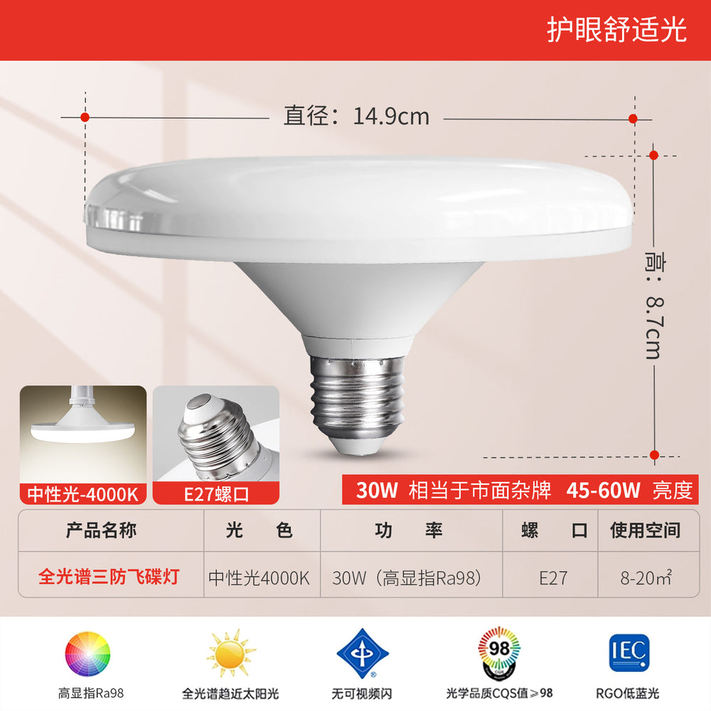 Full spectrum led bulb - super bright, energy-saving, high-power, eye-care e27 screw base, high-intensity lighting, ufo bulb for home use