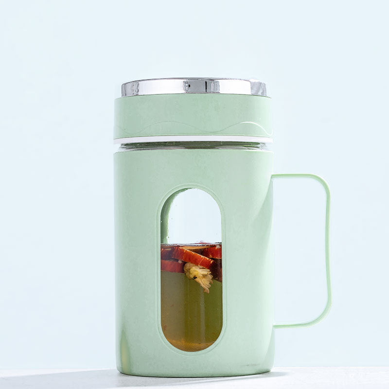 Business handle cup glass office for homecasual drinking water tea cup large capacity drainage floor push gift cup