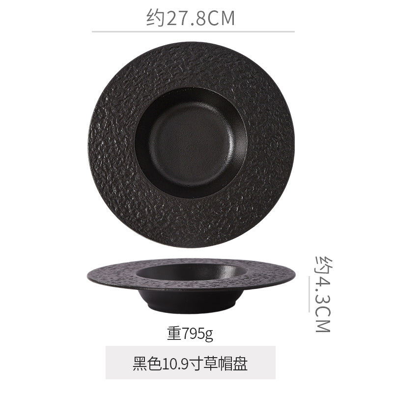 Rock pattern artistic conception cold dish plate creative classy sense hotel restaurant asymmetrical plate private dish ceramic tableware