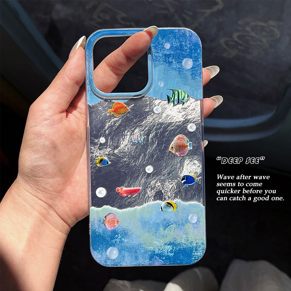 Deep sea fish phone case for apple 16 pro max, drop-proof iphone 17 protective cover, apple 17 cross-border