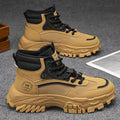 Men's work boots: spring outdoor hiking, anti-slip, wear-resistant, work, sports, thick sole, height increasing, black martin boots