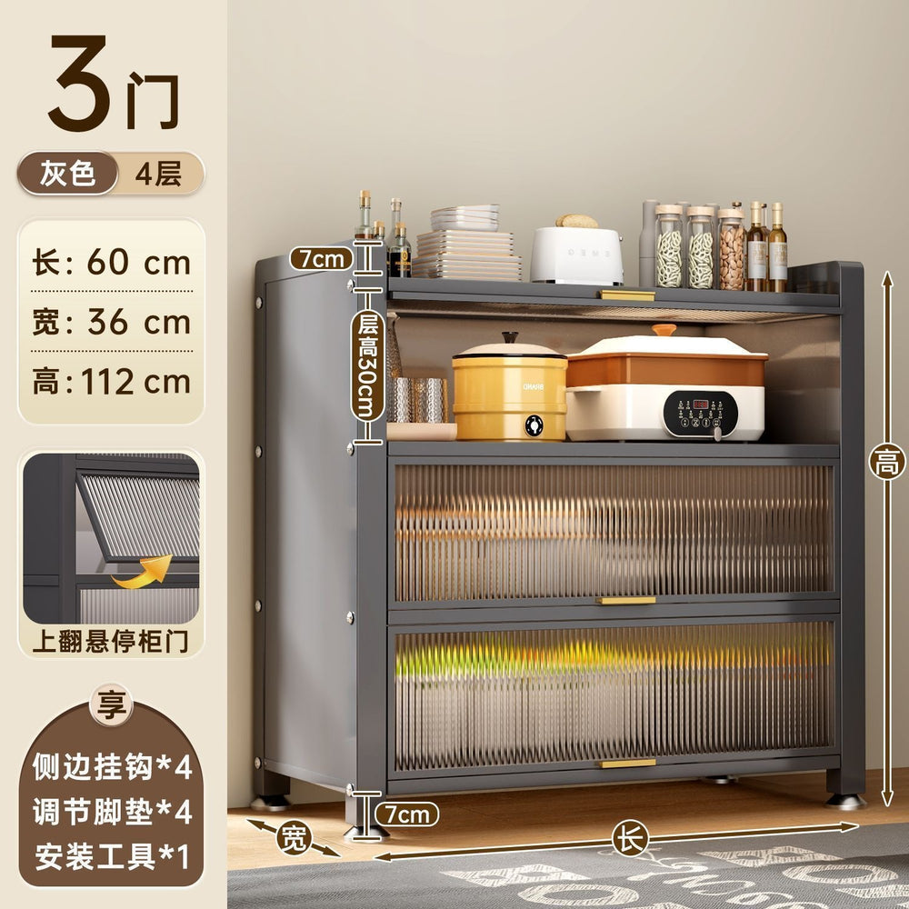 Best sellingfor homekitchen rack cabinet steel multi-layer thickened cupboard pulley storage cabinet microwave oven storage cabinet