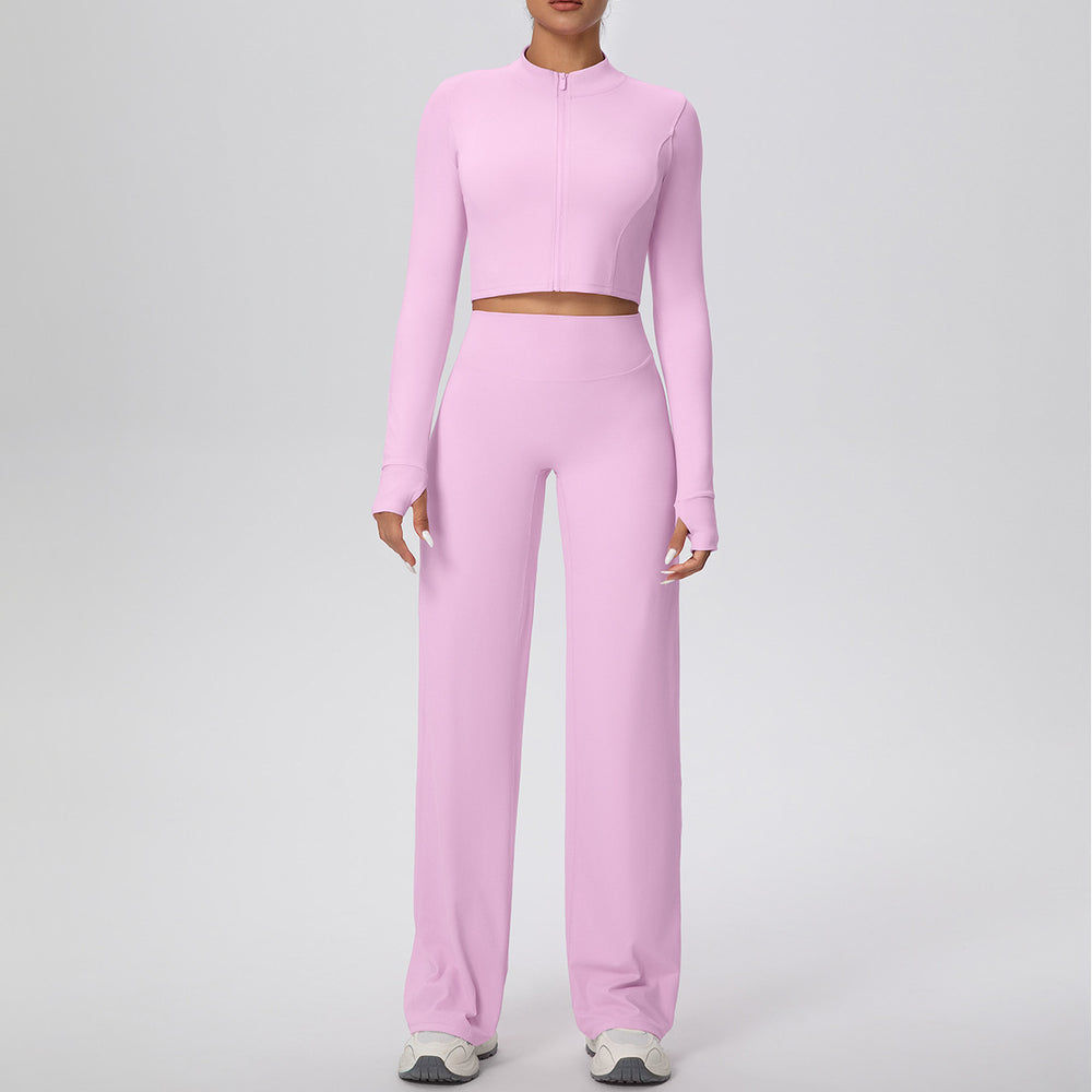 Cloud-feel quick-dry zip-up yoga set - high-waisted, slim-fit, outdoor casual running & fitness activewear for women
