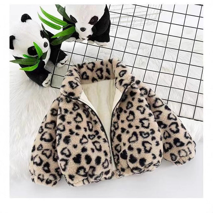 Boys' thickened outerwear autumn winter  new girls' faux fur kids' rabbit fleece winter clothes baby fluffy sweater trendy
